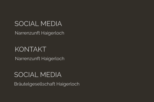 SOCIAL MEDIA Narrenzunft Haigerloch  	KONTAKT Narrenzunft Haigerloch  SOCIAL MEDIA Bräutelgesellschaft Haigerloch